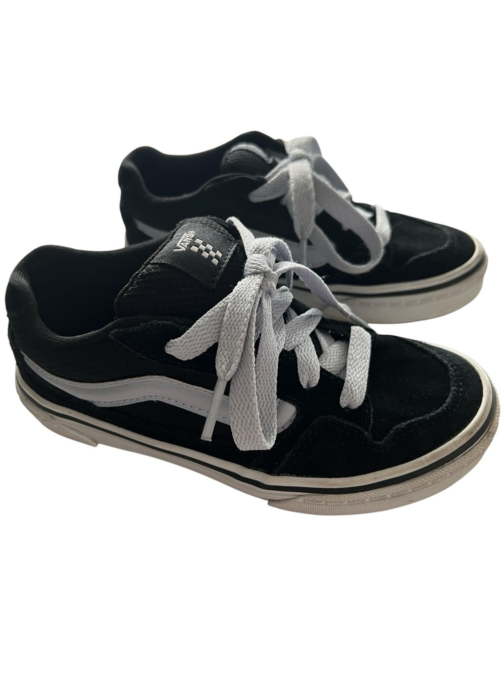 Vans Caldrone Sneakers – Boys Size 1 – Black/White Suede Skate Shoes